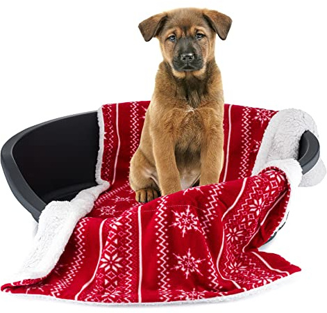 Celebright Weihnachts-Haustierdecke, luxuriös, Plüsch-Fleece-Überwurf für Hunde, Katzen oder Welpen, 72 cm x 110 cm, Weihnachtsdesign, maschinenwaschbar, warm, flauschig und robust, Nordic Red