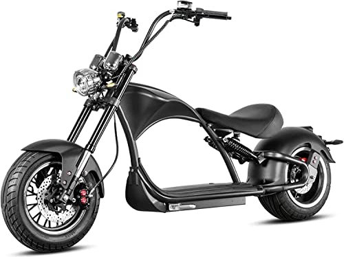 E-Chopper X9, 45 km/h, Elektroroller mit Straßenzulassung, E-Roller, Elektro Roller M1P, 3000 Watt, 60V/30Ah Lithium-Akku, 75 km Reichweiter, E-Roller, Elektro Chopper schwarz