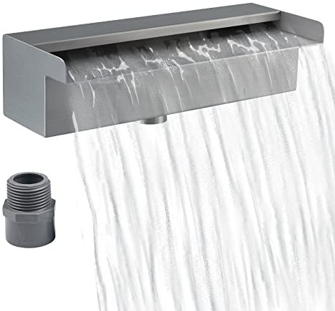 Skelang Wasserfall-Poolbrunnen, Wasserblatt, Teich, Edelstahl, 30 x 11,5 x 8 cm, Wasserfall, für Garten, Gartenbecken, Spa, Pool (gebürstetes Nickel)