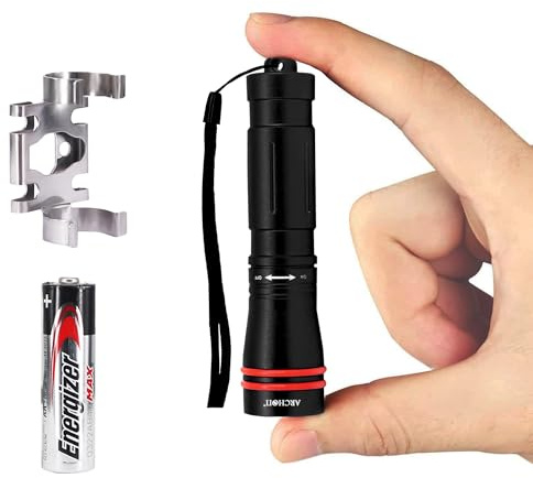 ARCHON D2A Small Diving Flashlight, Dive Headlamp Waterproof Flashlight Black Backup Light with Stainless Steel 316 Face Mask Clip for Underwater Lighting