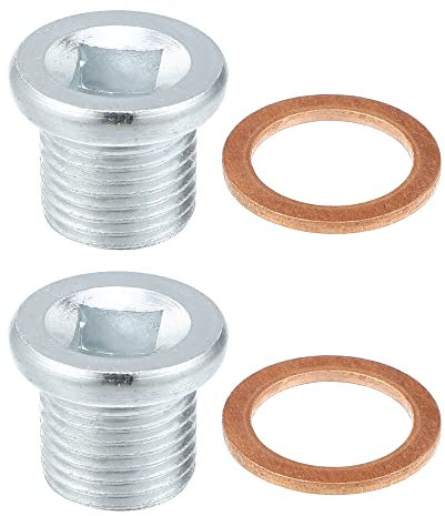 A ABSOPRO Tappo Coppa Olio Motore 2pz M16x1.5 Motore Olio Scarico Tappo Vite per Volvo 260 Argento Tono