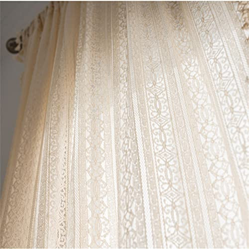 KEKUYA Wohnzimmer Schlafzimmer Deko Fenster-gardinen, 1 Stück Gehäkelter Boho-Vorhang, Beige Blume,für kleine Fenster Küche Wohnzimmer Landhaus- (B150 x H90cm)