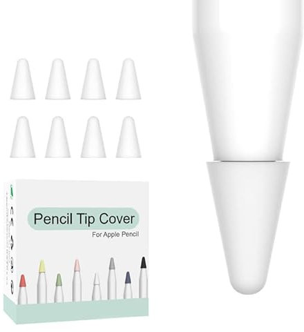Fundas de Escritura Nibs,8 Pack Puntas de Lápiz Silicona Puntas de Recambio Compatible con Apple Pencil 1ra Generación de Puntas de Lápiz de Apple Tapa Protectora Puntas de iPencil iPad Pro Blanco