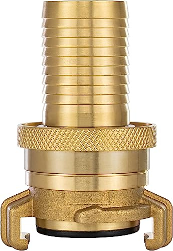 Poppstar sug-och högtryckskoppling, mässing (Geka systemkoppling 1 1/4 tum slanganslutning) med tätning och låsmutter för 31,8 mm slanginnerdiameter