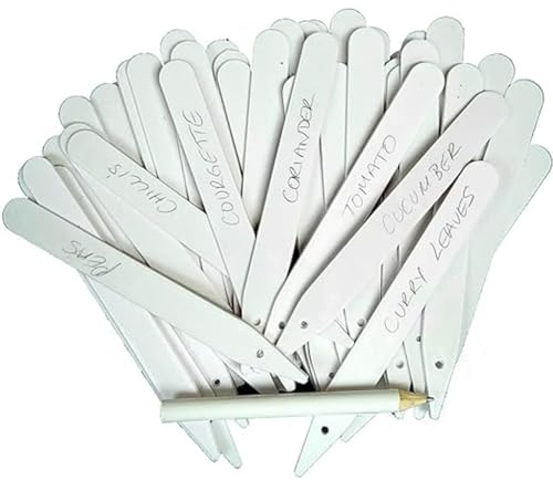 Plant Labels Plastic 50- Durable Easy Write Surface Garden Plant Tags and Plant Name Labels Seed Labels for Outdoor and Indoor Plants, Herbs, Flowers, and Vegetables