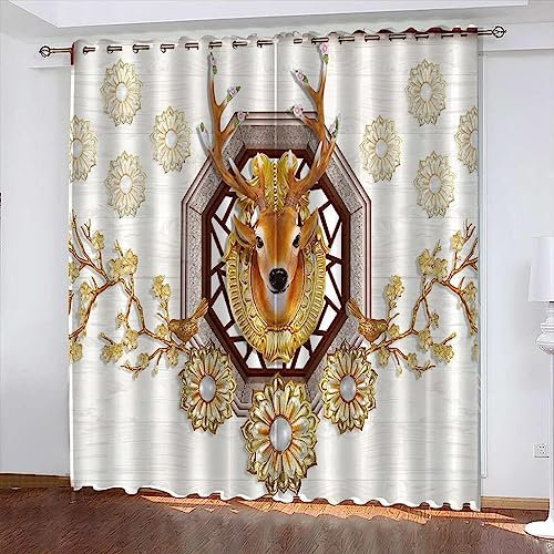 3D Vorhang Blickdicht Tier Elch 100% Polyesterfaser Wohnkultur Personalisierter Druck Kinder Vorhang Schlafzimmer 183 X 214 cm - Wohnzimmer Büro Kinderzimmer Fenster Dekor -1M5I/F2Y