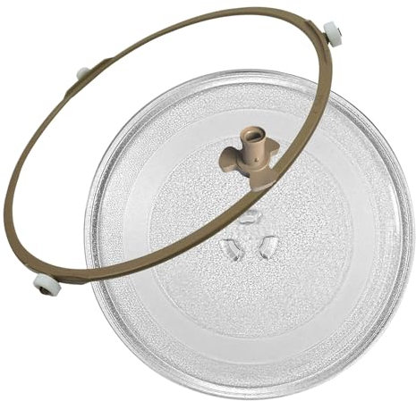 WORDFUN Recambio De Plato Giratorio Universals para Microondas, 24.5cm 27cm Plato Giratorio Microondas De Cristal Redondo con 3 Fijadores, Plato De Vidrio Microondas, Repuesto para Microondas