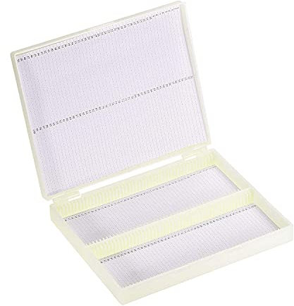 XYWHPGV 100 Plätze Objektträger Aufbewahrungsbox ABS Kunststoff Weiß Passend für 75x25mm Objektträger 3 Stück(83690 baa26 77d07 42e01 11548 15175
