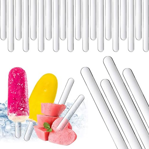 Reusable Acrylic Cakesicle Sticks,30pcs Clear Acrylic Sticks Ice Cream Sticks Reusable Ice Cream Sticks Cake Sticks for Homemade Ice Cream, Cakes, Desserts