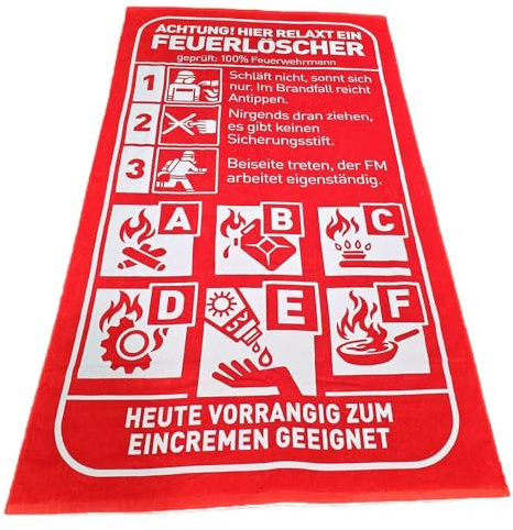 FIRE & FIGHT Streetwear Feuerlöscher 100% Feuerwehrmann in Bereitschaft Strandtuch Oversize 175x100cm