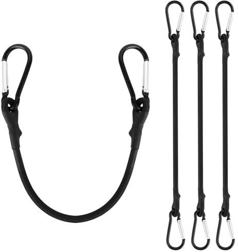 4 Stück Expander mit Haken 20cm, Schwarz Spanngummi mit Haken Hochbelastbare Spannseil Expanderseil Starker Spanngurte Klein Expanderseil Gummibänder für Sonnensegel, Kofferraum, Fahrrad, Camping