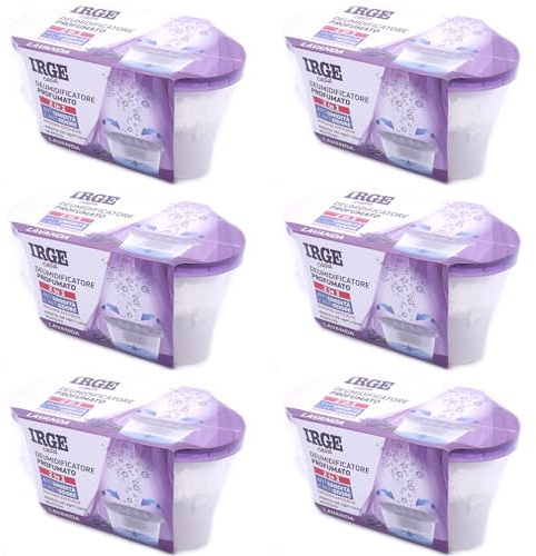 SET 6 vaschette 400 ml assorbi umidità profumate LAVANDA anti odore deumidificatore sali per bagno cucina camper caravan roulotte ripostiglio dispensa armadio
