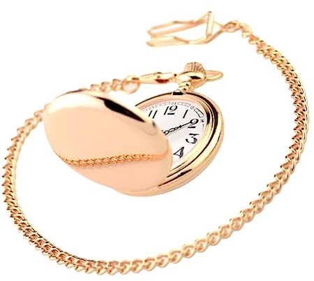 WRITWAA Vintage Hängende Taschenuhr aus Legierung mit Kette | Muscheldesign, Digitales Zifferblatt, Präzise Zeitanzeige, Leichtes Format, Modern Schön