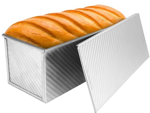 ZOFUN Brotbackform mit Deckel,1000g Toastbrot Backform mit Deckel 34.7x13.5x12CM kastenform mit deckel, Brotbackformen Toastbrotform Antihaft Brotform Kastenform mit Belüftungslöchern für Toast