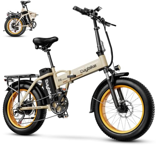 Foldable Electric Bike for Adults, 30+MPH, 48V 20Ah Removable Lithium Battery up to 80Miles, 20 Fat Tire 1000W Dirt Ebike Adult Electric Bicycle for City Commute Beach Mountain E Bike Yellow