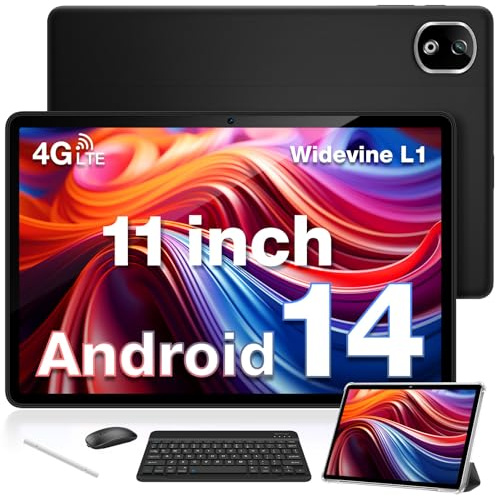 DOOGEE T30E Tablet mit Tastatur +Case+ Stift + Maus, Android 14 Tablet 11 Zoll, 9GB RAM+128GB ROM (1TB TF), 8000mAh, Tablets LTE, 13MP Kamera,Octa-Core, 4G Dual SIM Android Tablet/OTG/GPS/Widevine L1