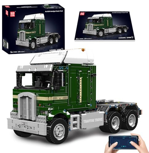 Mould King 13202 Technik Abschleppwagen LKW Modell, 2181 Teile Technologie Ferngesteuert Zugfahrzeug für Erwachsene Klemmbausteine Spielzeug mit Fernbedienung und App Dual Control