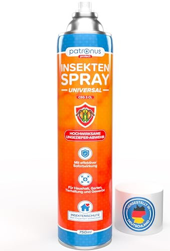 Patronus Insektenspray Universal für Wohnung mit Sofortschutz 750 ml zur Abwehr von zahlreichen Insekten - Hochwirksames Ungeziefer-Spray mit dezentem Zitrusduft, Aus deutscher Produktion