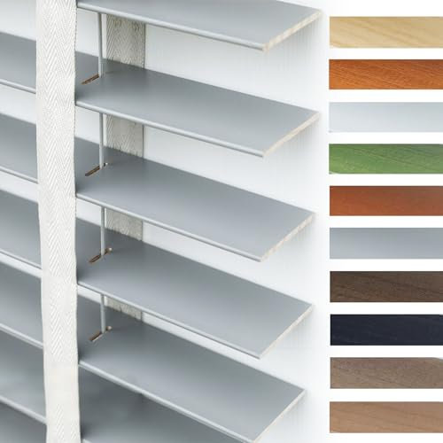 Holzjalousie 50mm Holz Jalousie Jalousette für Innen Fenster Horizontal Jalousien Sichtschutz Wärmedämmung Holzjalousien für Zuhause Büro holzjalousie innen W 50/65/80/90/100/135/160cm(Grau,70x150cm)