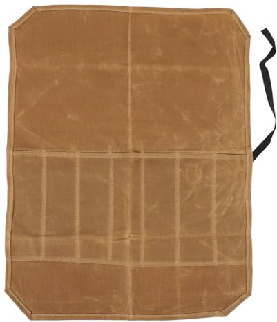 Borsa arrotolabile per coltelli, portatile, in tela, porta utensili da cucina, multiuso, per viaggi, campeggio, colore: cachi