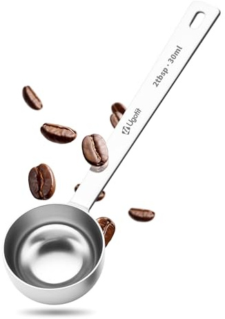 Ugotit Coffee Scoop for Ground Coffee 2 Tbsp- 304 Stainless Steel Long Handled Measuring Spoon for Coffee, Tea, Sugar & Spices, Durable & Dishwasher Safe