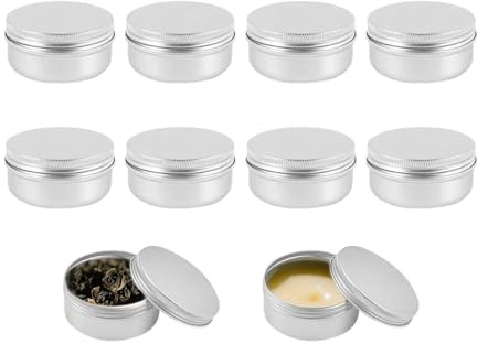10 Pcs lipstick boxes, 50ml aluminum tin cans, cans with screw caps, portable for outdoor travel, suitable for DIY handicrafts, candy, paint, cosmetics, ointment, cream, candles, lipstick, etc