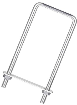 Unifizz Perno cuadrado en U, juego de 2 pernos en U de acero inoxidable 304 M8 de 60 mm de ancho interior de 160 mm de longitud con tuercas y placa de marco para automóviles, barcos, remolques