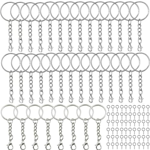 Copiel 200 Pezzi Portachiavi Anelli con Catena, Catena Chiusure a Moschettone con Perni a Vite con Occhiello, Accessori Portachiavi per fai da te Artigianali Porta Chiavi Mestieri Lavori di Bricolage