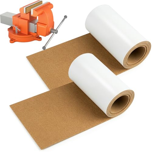 2 Rolls Cork Rubber Vise Jaw Lining, 36 X 5.91 X 0.12 Inch Soft Vise Jaw Pads, Thick Woodworking Vise Liner, Cork Sheet Covers With Pressure Sensitive Adhesive Woodworking Vice Lining Clamp Faces