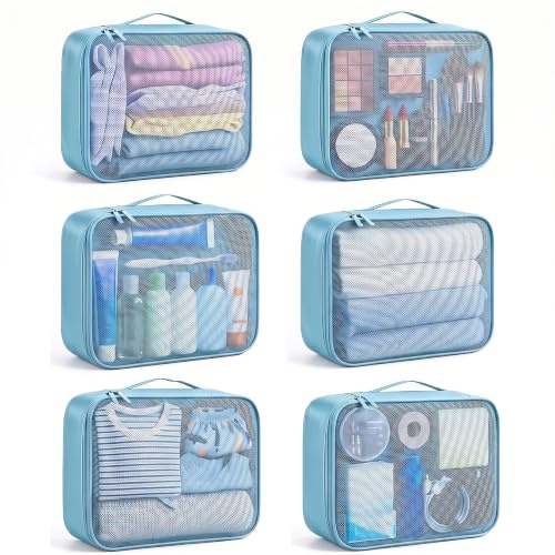 6 Stück Koffer Organizer Set,Teilige Packing Cubes-Ordnungshelfer, Blau