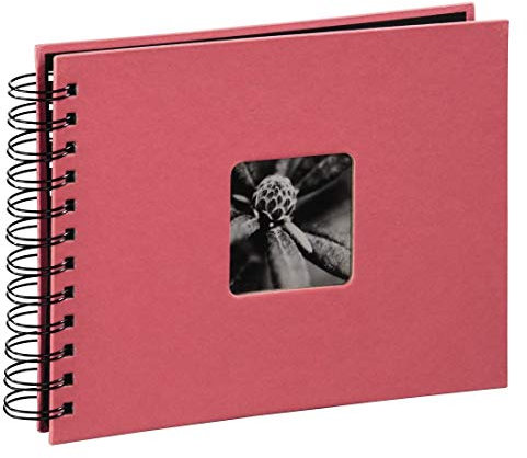 Hama Fotoalbum 24x17 cm (Spiral-Album mit 50 schwarzen Seiten, Fotobuch mit Pergamin-Trennblättern, Album zum Einkleben und Selbstgestalten) flamingo-rot/-rosa