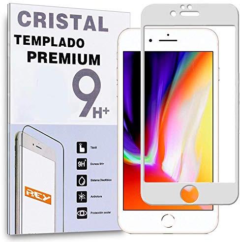 REY 3D Bildschirmschutz aus gehärtetem Glas für iPhone 7 / iPhone 8 / iPhone SE 2020 / iPhone SE 2022 5G, Weiß, Displayschutzfolie 9H+ Härte, Anti-Kratzen-Öl-Bläschen, Voller Schutz, 3D, 4D, 5D