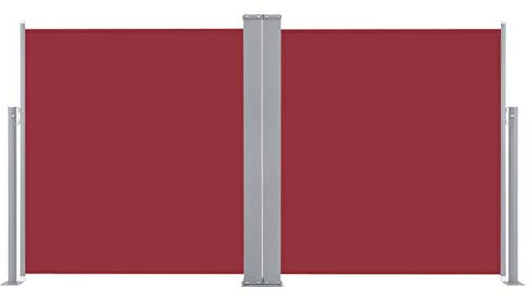 Festnight Utdragbar sidomarkis stående markis UV- och vattentät sidorullgardin balkong terrass och trädgård vindskydd och insynsskydd terrass sidopersienn dubbelsidig markis röd 160 x 600 cm