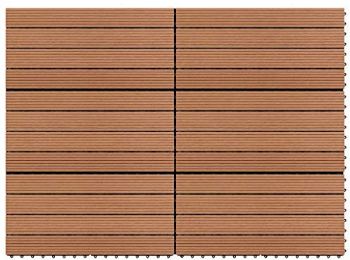 Festnight Pannelli in WPC Piastrelle da Giardino per Esterni 60x30 cm 6 pz 1m² Impermeabili per Balconi Giardini e Terrazze Facili e Veloci da Posare Marrone