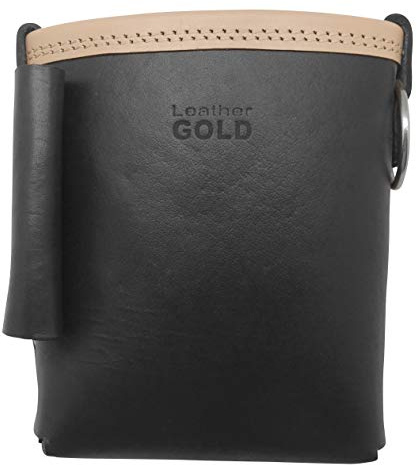 Leather Gold 3850-BLK Bolt Bag with Spud Wrench Holder and Snap Holder | Ironworker Bolt Bag, Medium Size | Premium, Ultra Durable Buffalo Leather | Commercial Grade Sliding Tool Belt Accessory
