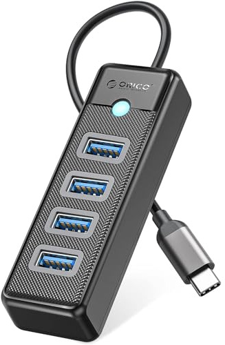 ORICO Hub USB ultrafino de 4 puertos tipo C a USB-A 3.0 negro