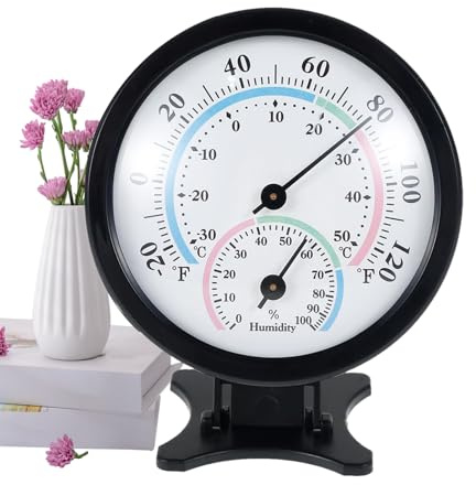 Kleines Thermo-Hygrometer, Temperatur- und Luftfeuchtigkeitsmessgerät - 2-in-1-Thermo-Hygrometer-Monitor, kleines mechanisches Messgerät,Leicht ablesbares analoges Innentemperaturmessgerät für Zuchtbo