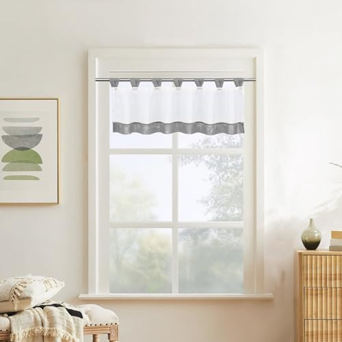 visillo Cortina de Ventana Bistro Semitransparente, 45 x 120 cm, Visillo para Cocina (Gris)