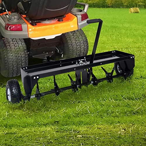 Gecheer Rasenlüfter für Aufsitzmäher 102 cm Arbeitsbreite 24 austauschbare Entkernungspunkte Einhand-Hebel 3 maximale Bodendurchdringung for Gartenpflege