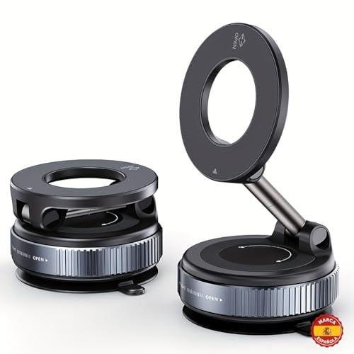 My Royale® - Soporte magnético móvil coche, Soporte para móvil, accesorio para teléfono con ventosa, adecuado para coche, hogar, gimnasio, oficina, Rotación 360º, Apto para todos los móviles y coches.