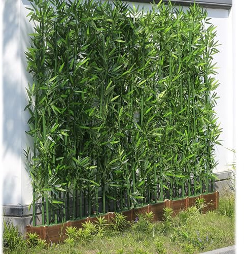 Bflcttbd Árbol de bambú Artificial Planta de bambú Artificial for Exteriores, 100, 150 y 180 cm de Altura, Separador de privacidad.(0.5M Base-8,150CM/59.1)