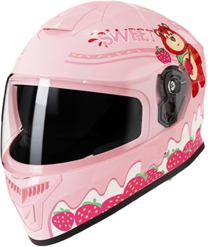 Caimcie Casco da Moto per Bambini, omologato ECE/DOT con Visiera, Casco Elettrico da Strada per Ragazzi, ciclomotore, ATV, Scooter, Moto da Cross E,46-52CM