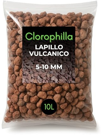 CLOROPHILLA Lapillo vulcanico per piante 5/10 mm, migliora drenaggio e composizione del substrato, Ideale per bonsai, piante Grasse e giardino - Made in Italy - 10L