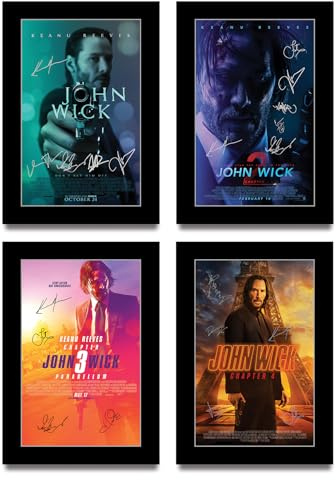 HWC Trading John Wick Collection Geschenke Geduckter Poster Signiertes Autogramm Foto für Fans von Film Memorabilien (ID-004254) - A4 Nur Druck
