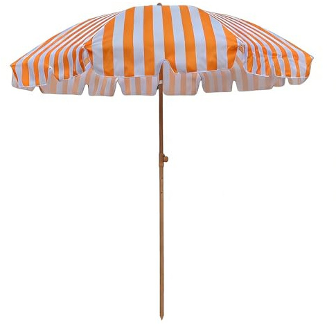 Générique Parasol De Plage À Rayures Orange 220cm Parasol De Jardin Style Bohème Parapluie D’extérieur Inclinable pour Terrasse Design Inclinable pour Pelouses Et Piscines