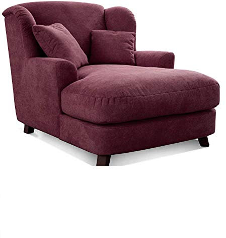 Cavadore XXL-Sessel Assado / Großer Polstersessel mit Holzfüßen und großer Sitzfläche / Inkl. 2 Zierkissen / 109 x 104 x 145 / Webstoff Weinrot