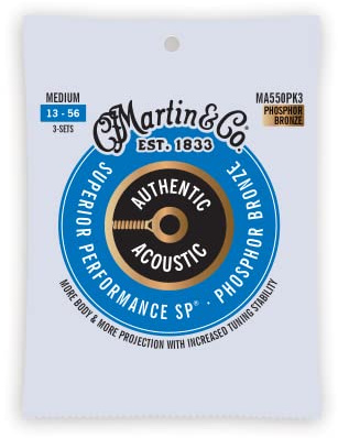 Martin Authentic Acoustic Guitar Strings - 3 Pack - Superior Performance 92/8 Medium