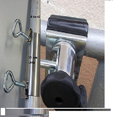 holly UNIVERSAL Edelstahl - 360 ° SONNENSCHIRMHALTER - Duo-FUNKTIONSHALTER SCHIRMSTÖCKE BIS 40 mm Ø an Geländern - Relingen - Brüstungen - runden eckigen Elementen bis 60 mm Ø -