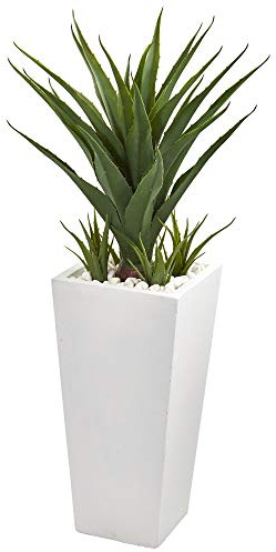 Nearly Natural Piante artificiali in seta di agave artificiale, 101,6 cm, verde, 16 x 16 x 40 cm
