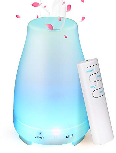 Diffusore di Oli Essenziali 150ml, GeeRic Mini Diffusore Aromaterapia Umidificatore Ultrasuoni Umidificatore 7 Colori LED Diffusori di Aroma Silenzioso per Yoga Regalo,Bianco